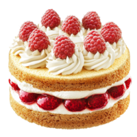 layered raspberry cake topped cream red berries png