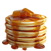 Stack of fluffy pancakes drizzled caramel syrup png