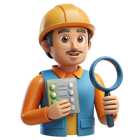 vibrant vintage Quality Control Inspector with Magnifying Glass and Checklist on Transparent Background high quality png