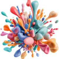 Splashes of colorful bursting in a dynamic display png