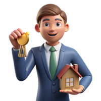 serene minimalist Real Estate Agent with House Keys Cutout Element png