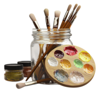 tools brushes jars a palette filled colors png