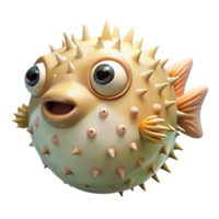 serene minimalist Realistic Pufferfish with Transparent Background premium png