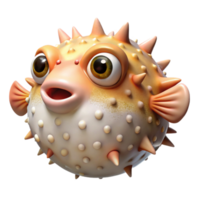 stunning minimalist Realistic Pufferfish with Transparent Background high quality png