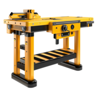 Heavy duty yellow woodworking table saw a metal frame png