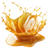 Golden honey splashing in anistic motion png
