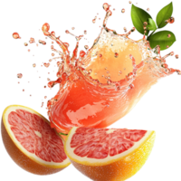 Grapefruit halves juice splashing around png