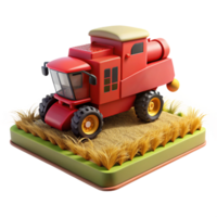 impressive modern Red Combine Harvester in Field Landscape View Isolated high resolution png