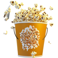 Overflowing bucket of popcorn golden kernels spilling over the edges png