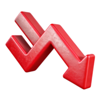 vibrant rustic Red Downward Arrow Graph with Transparent Background high resolution png