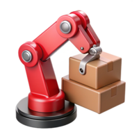 elegant abstract Red Robotic Arm Lifting Heavy Object Isolated high resolution png