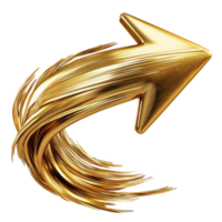 Shiny golden arrow curving a dynamic swirling effect png