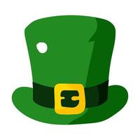 A green hat with a green strap and a green shamrock on it. The hat is sitting on a white background vector
