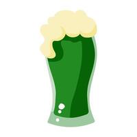 A green glass with foam on top of it. The foam is white and it looks like it's frothy vector