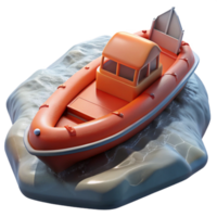 impressive rustic Rescue Boat in Floodwaters Side View Transparent Background png