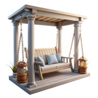 vibrant classic Restored Farmhouse Porch Swing Relaxing Scene Transparent Background png