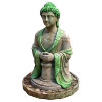 serene vintage Restored Garden Statue Weathered Stone Transparent Background high resolution png