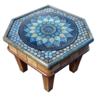 impressive traditional Restored Mosaic Tabletop Geometric Pattern Isolated high resolution png