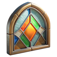 extraordinary artistic Restored Stained Glass Panel Geometric Design Isolated high quality png