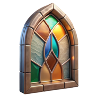 dramatic creative Restored Stained Glass Panel Geometric Design Isolated high resolution png