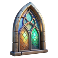 magnificent artistic Restored Stained Glass Window Fragment Cutout Image authentic png
