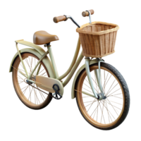 serene abstract Retro Bicycle with Wicker Basket on Transparent Background high quality png