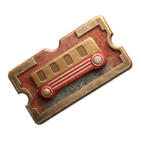 elegant classic Retro Train Ticket with Destination Stamp Transparent Background png