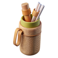 dramatic rustic Reusable Straw Case Bamboo with Straws Isolated professional png