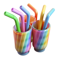 serene minimalist Reusable Straws Colorful Set Transparent Background high resolution png