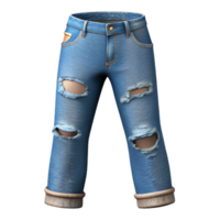 serene rustic Ripped Jeans Front View with Transparent Background high resolution png