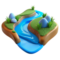 beautiful rustic River Flowing Through Field Transparent Background Blue Water authentic png