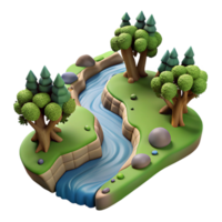 vibrant abstract River Flowing Through Forest Scene Cutout Transparent Background high resolution png