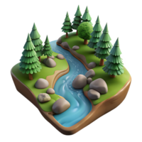 serene rustic River Flowing Through Forest Scene Cutout Transparent Background authentic png