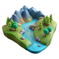 magnificent rustic River Flowing Through Valley Scenic View Cutout authentic png