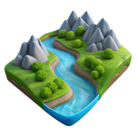 elegant minimalist River Flowing Through Valley Scenic View Cutout high quality png