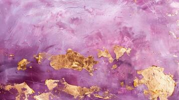 Abstract purple and gold texture with metallic accents and brush strokes photo