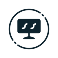 Design Illustration graphic of monitor icon with glyph style. Suitable for UI, mobile design, web design, etc. Transparent background png