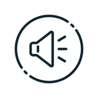Design Illustration graphic of speaker on icon with line style. Suitable for UI, mobile design, web design, etc. Transparent background. png