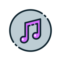Design Illustration graphic of Musical note icon with colored line style. Suitable for UI, mobile design, web design, etc. Transparent background png