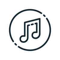 Design Illustration graphic of Musical note icon with line style. Suitable for UI, mobile design, web design, etc. Transparent background png