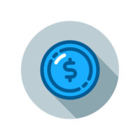 Design Illustration graphic of coin icon with flat style. Suitable for UI, mobile design, web design, etc. Transparent background. png