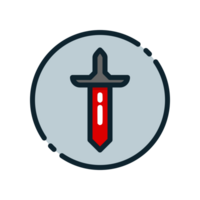 Design Illustration graphic of sword icon with colored line style. Suitable for UI, mobile design, web design, etc. Transparent background png
