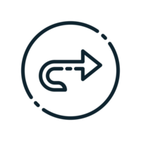 Design Illustration graphic of turn around icon with line style. Suitable for UI, mobile design, web design, etc. Transparent background. png