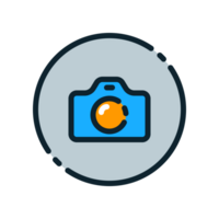 Design Illustration graphic of camera icon with colored line style. Suitable for UI, mobile design, web design, etc. Transparent background. png