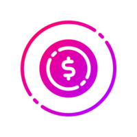 Design Illustration graphic of coin icon with gradient style. Suitable for UI, mobile design, web design, etc. Transparent background. png