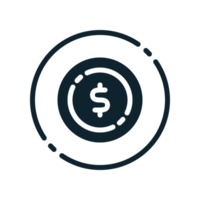 Design Illustration graphic of coin icon with glyph style. Suitable for UI, mobile design, web design, etc. Transparent background. png