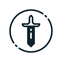 Design Illustration graphic of sword icon with glyph style. Suitable for UI, mobile design, web design, etc. Transparent background png