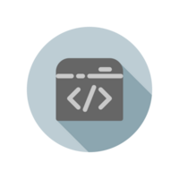 A flat icon of a computer with a code symbol png