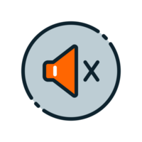 Design Illustration graphic of speaker mute icon with colored line style. Suitable for UI, mobile design, web design, etc. Transparent background. png