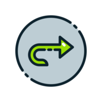 Design Illustration graphic of turn around icon with colored line style. Suitable for UI, mobile design, web design, etc. Transparent background. png